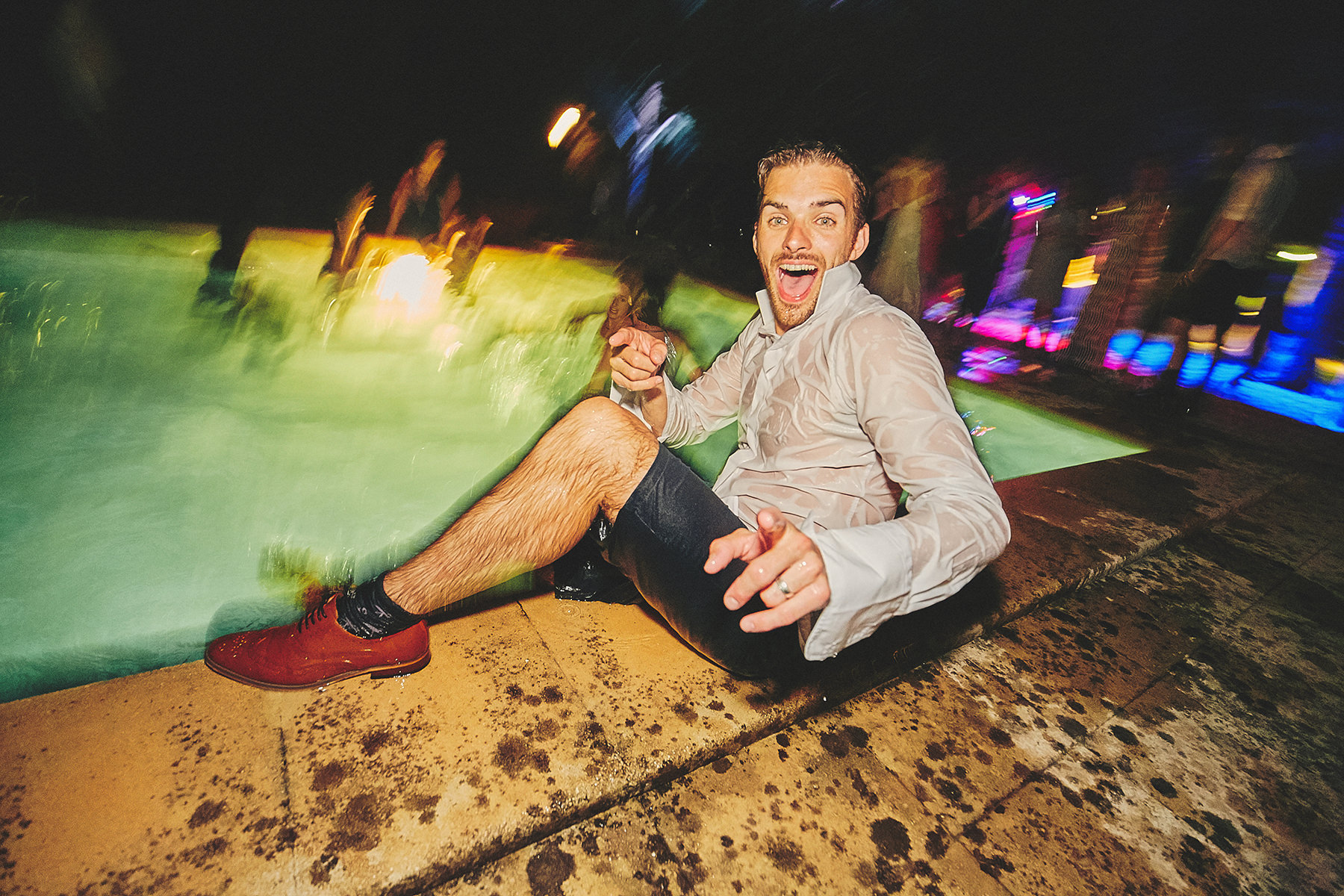 Wedding fun photos swimming pool