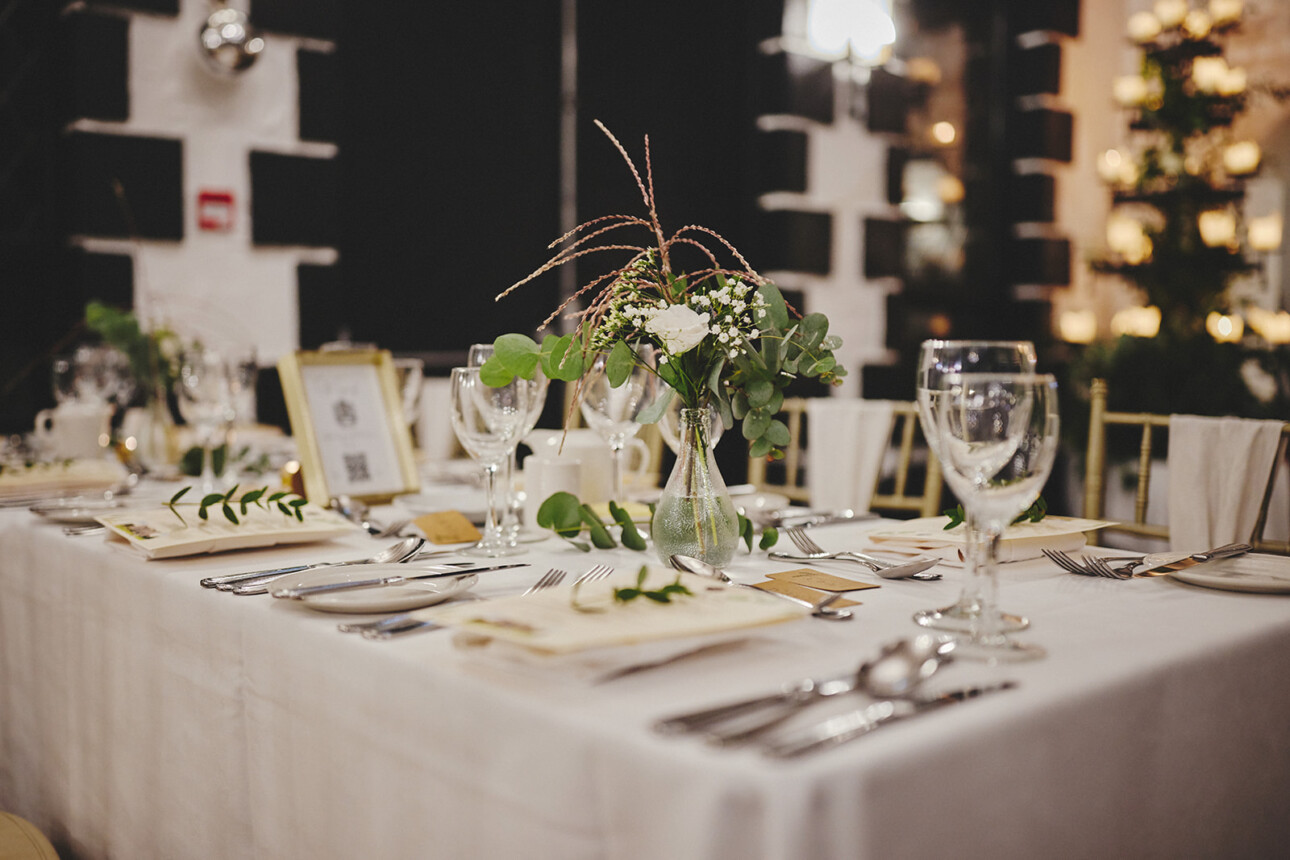 Kinnity Castle Wedding Reception Ballroom flowers