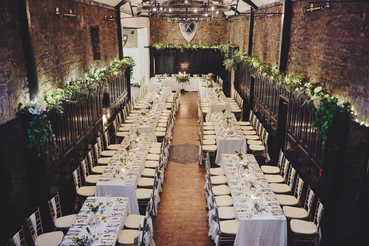 Kinnity Castle Wedding Reception Ballroom flowers