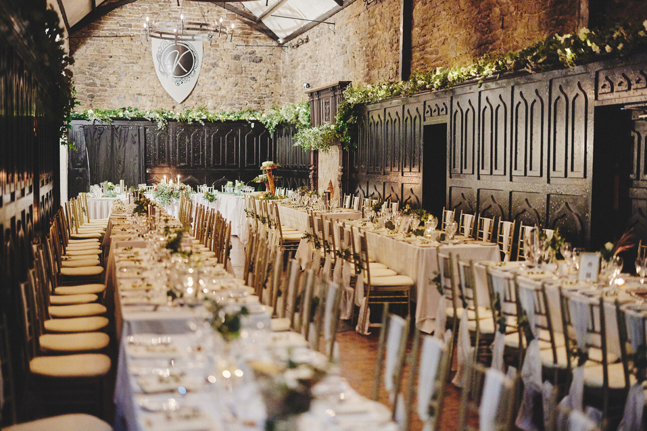 Kinnity Castle Wedding Reception Ballroom flowers